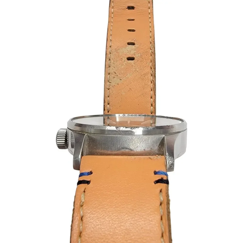 Nixon The Sentry Watch Mens Stainless Steel Leather Band Day Date Black Dial